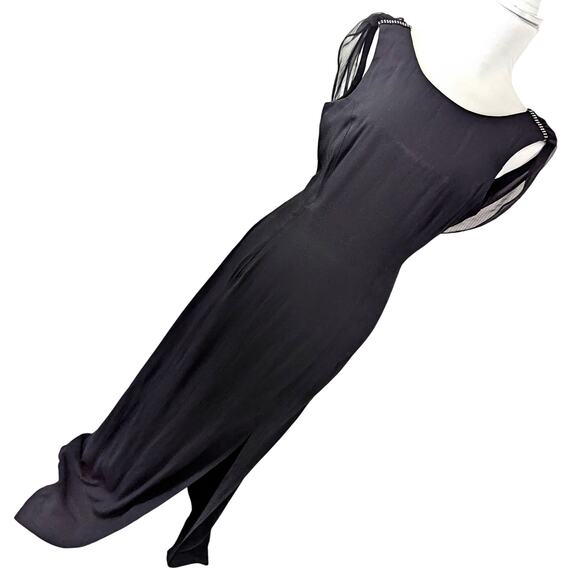 SCARLETT NITE! ELEGANT BLACK RAYON FULL LENGTH, CHIFFON BODICE DRESS! SZ 11/12 - Picture 10 of 10